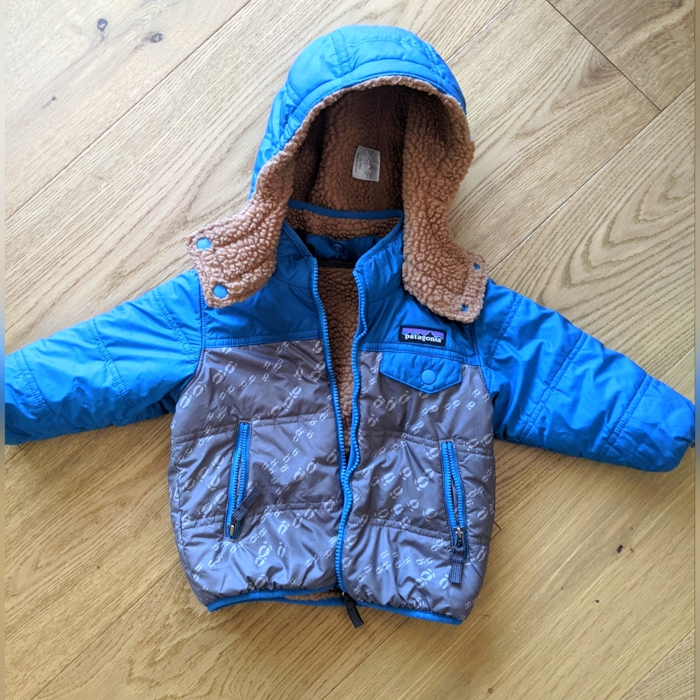 Patagonia Kids Blue and Gray Puffer Jacket